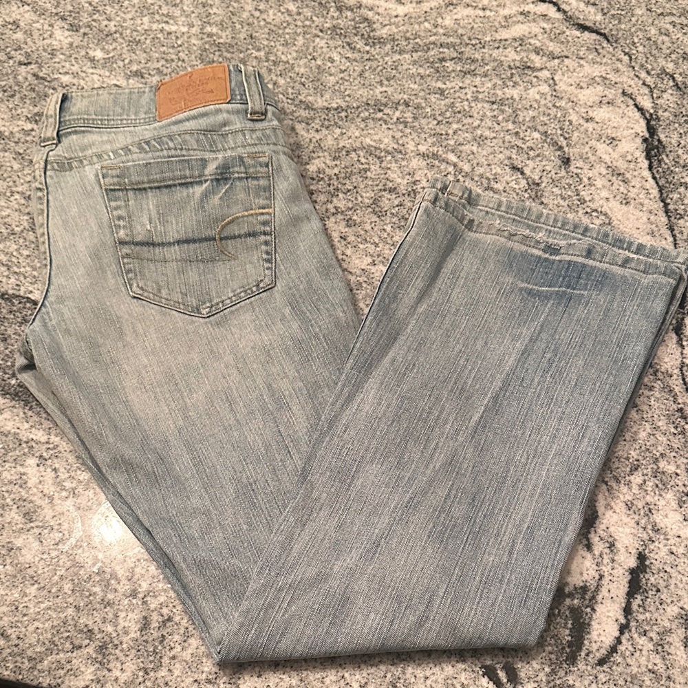 Y2K Low Rise- American Eagle Outfitters Light Blue AE Artist Size 8- Flare leg